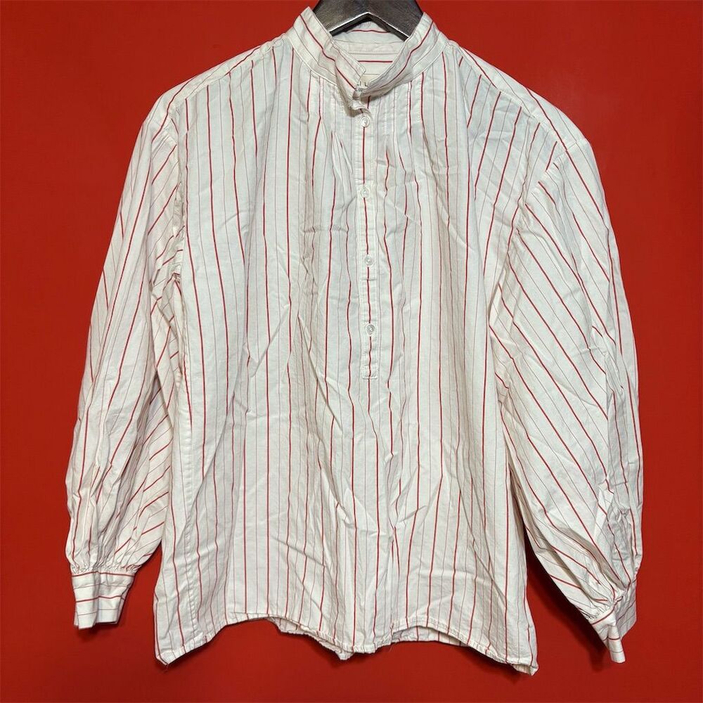 Nili Lotan White and Red Striped Button Down Shirt